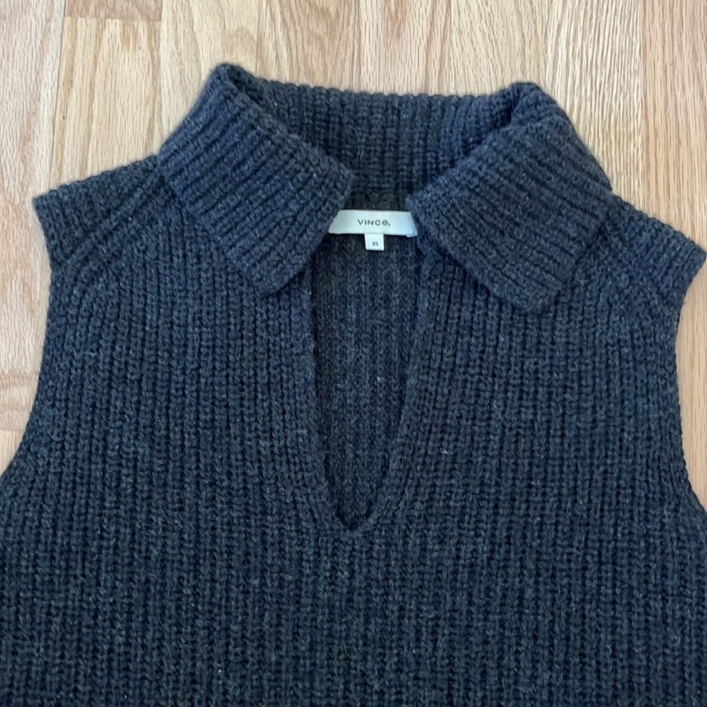 Vince collared vest charcoal xs cashmere wool
